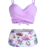 Shell and Starfish Print Tie-Dye Bikini Set